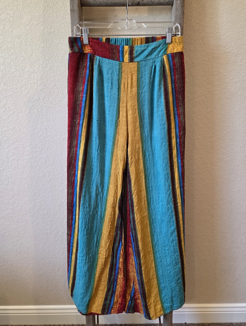 Cider Women's Vibrant Multicolor Striped Wide-Leg Pants - Size Large